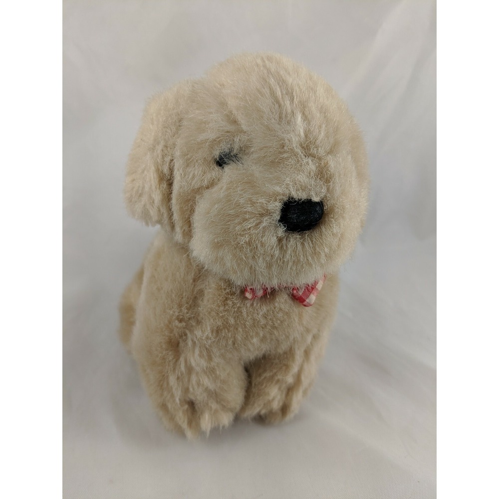 Tan Dog Plush 7 Inch Puppy The Summit Collection 1988 Red Checkered Stuffed‎